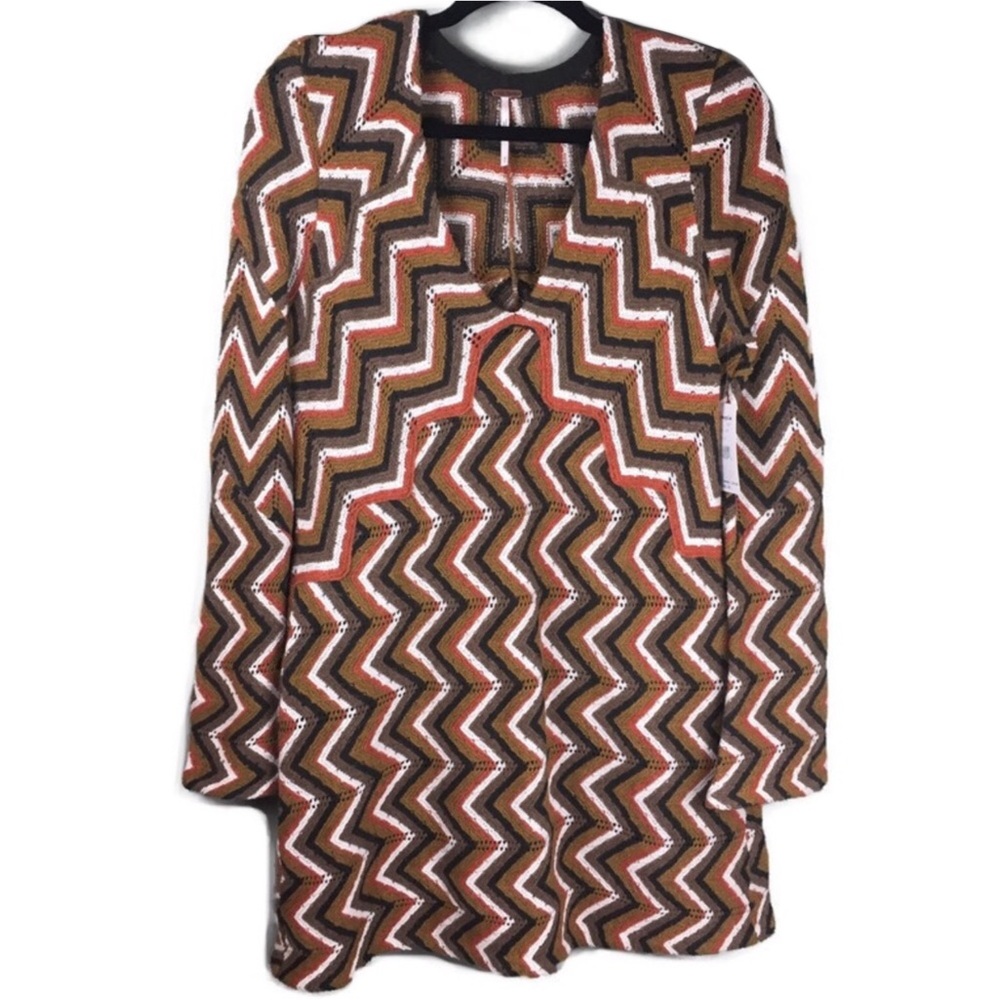 NWT Free People Rhiannon Retro Chevron Knit Bell Sleeve Mini Dress Size Small - Picture 3 of 8